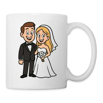 Bande dessinée de mariage couple de mariés - Mug blanc - blanc - Droite