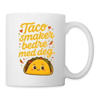 Dessin humoristique de chien taco avec une palette de couleurs chaudes - Mug blanc - blanc - Droite