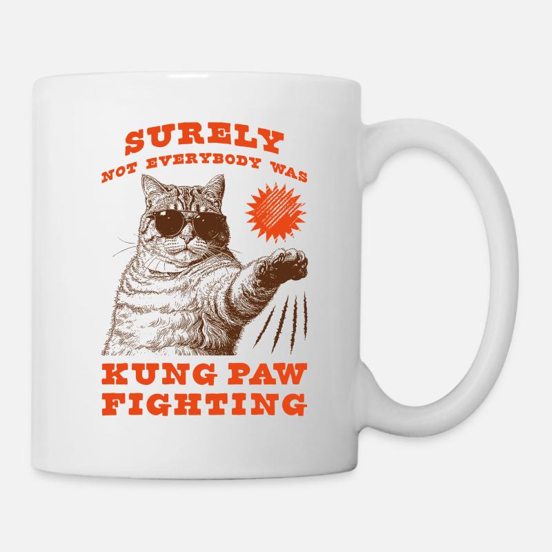 Kung Paw Combat Drôle Chonky Chat - Mug blanc - blanc