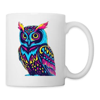 Neon Tribal Owl Design - Mug - white - Right