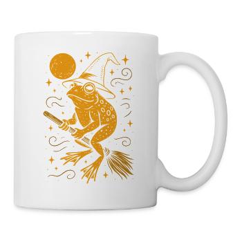 Hexen Frosch mit Hut auf Besen - Tasse - Weiß - Rechts