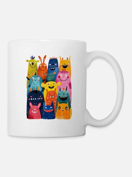 Bunte Fantasiewesen für Kinder - Tasse - Weiß