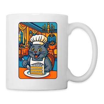 Illustration de chat cuisinier, j'adore cuisiner avec des chats - Mug blanc - blanc - Droite