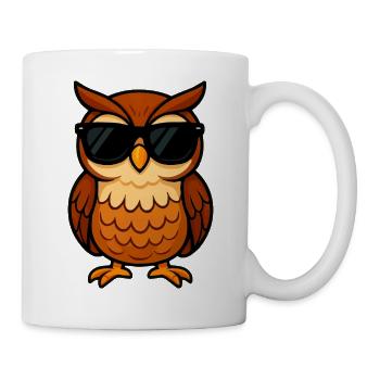 Casual owl motifs with sunglasses - Mug - white - Right
