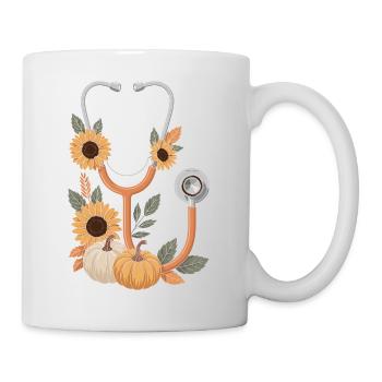 Herbstliches Stethoskop - Tasse - Weiß - Rechts