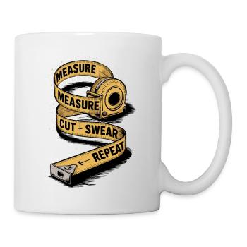 Mesure Coupe Jurez Répétition Travail du bois Menuisier - Mug blanc - blanc - Droite