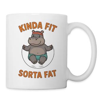 Kinda Fit Sorta Fat Funny Gym Cute Hippo Retro - Tasse - Weiß - Rechts