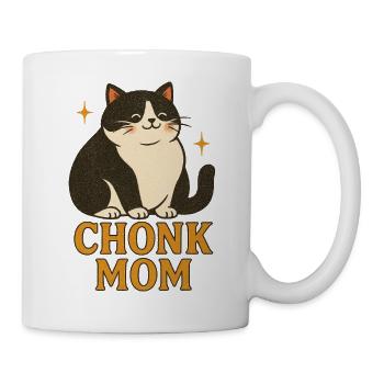Black and White Cat Chonk Mom Cat Illustration - Mug - white - Right