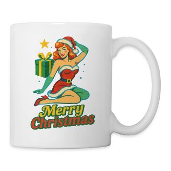 Vintage Christmas Pin-Up Illustration - Mug - white - Right