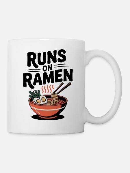 Läuft mit Ramen - Tasse - Weiß