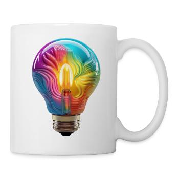 Farbenfrohe Glühbirne als Symbol für Kreativität - Tasse - Weiß - Rechts
