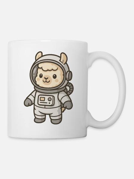 Süßer Lama Astronaut Druck - Tasse - Weiß