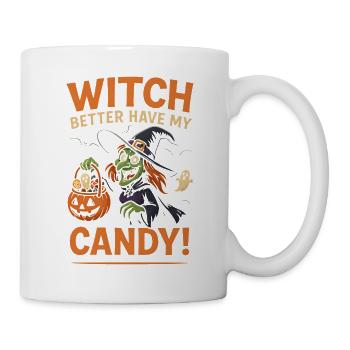 T-shirt Sorcière d'Halloween : Sorcière meilleure avec mes bonbons - Mug blanc - blanc - Droite