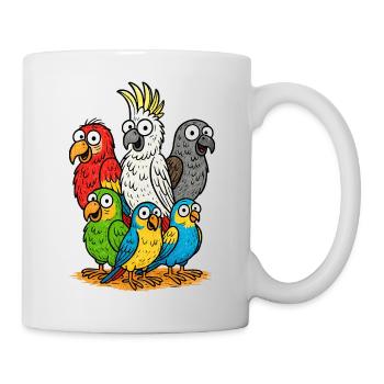 Lebendige Papageienbande Illustration - Tasse - Weiß - Rechts