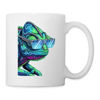 Cyber chameleon with sunglasses - Mug - white - Right