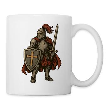 Chevalier épique avec bouclier et épée - Mug blanc - blanc - Droite