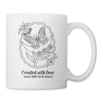 Created With Love – Schmetterling & Chaos - Tasse - Weiß - Rechts