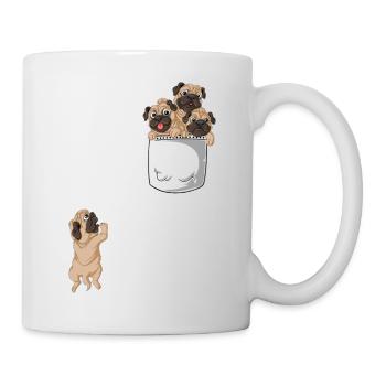 T-shirt à poche Cute Pugs - Mug blanc - blanc - Droite
