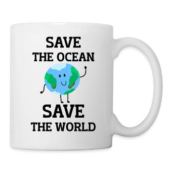 Rette den Ozean, rette die Welt. Lächelnde Erde - Tasse - Weiß - Rechts