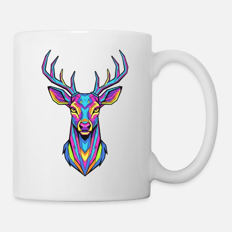 Neon Geweih-Kunstwerk Hirsch - Tasse - Weiß