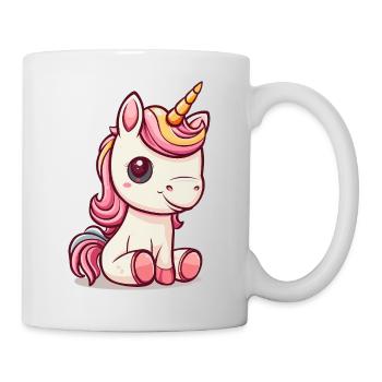 Niedliches Einhorn mit rosa Mähne - Tasse - Weiß - Rechts