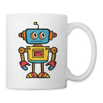Niedlicher Retro-Roboter mit buntem Design - Tasse - Weiß - Rechts