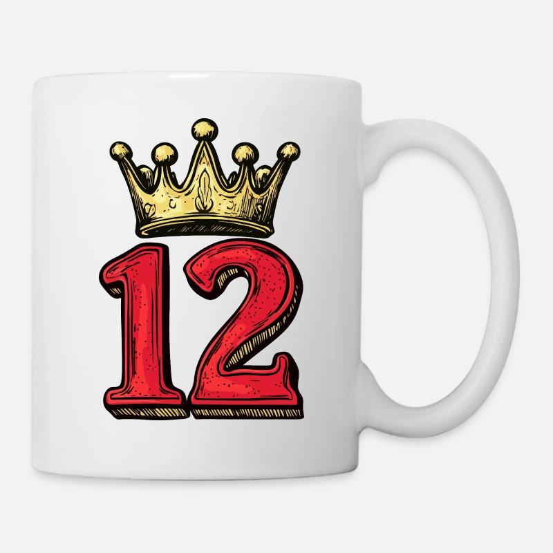 12 Zahl Krone - Tasse - Weiß