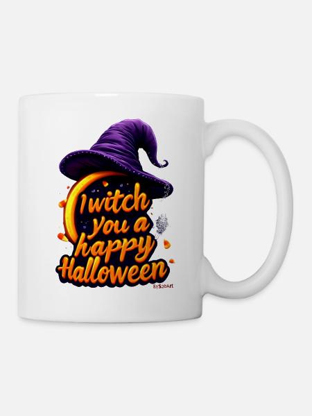 " I Witch you a Happy Halloween " - Mug blanc - blanc