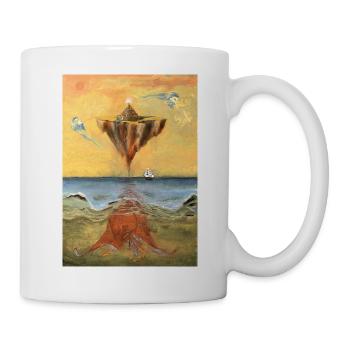 Surreale schwimmende Festung mit Tiefen des Ozeans - Tasse - Weiß - Rechts