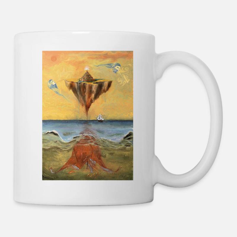 Surreal Floating Fortress with Ocean Depths - Mug - white