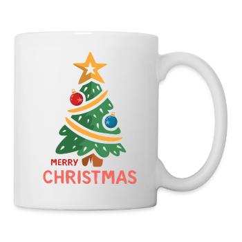 Merry Christmas Cartoon Baum - Tasse - Weiß - Rechts
