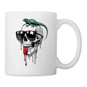 Chilled skull with lizard - Mug - white - Right
