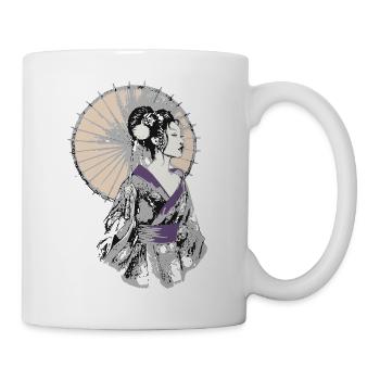 Geisha Elegance with Parasol - Mug - white - Right