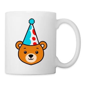 Party bear with colorful hat - Mug - white - Right