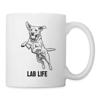 Labrador Lab Life - jumping dog with ball - Mug - white - Right