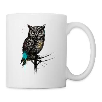 NachtEule mit Farbspritzern - Tasse - Weiß - Rechts