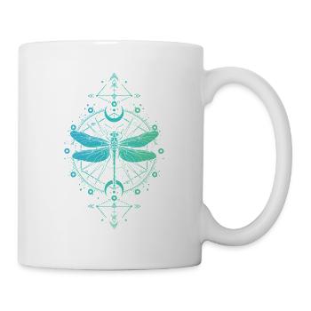 Astronomie - Libelle Mandala Türkisblau - Tasse - Weiß - Rechts