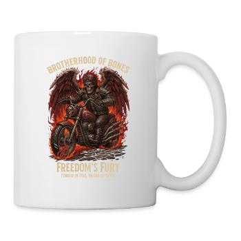 Biker skeleton, motorcycle and flames - Halloween - Mug - white - Right