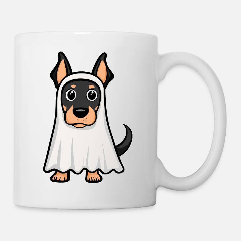 Dobermann Hund Halloween Geist - Tasse - Weiß
