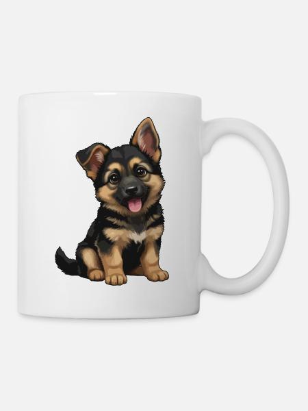 Duitse_Herder_puppy_lief - Mug blanc - blanc