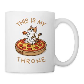 Chat de dessin animé sur pizza – C’est mon trône - Mug blanc - blanc - Droite