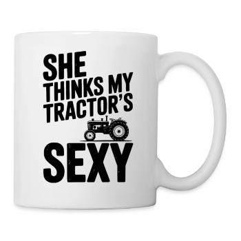Elle pense que mon tracteur est sexy - Mug blanc - blanc - Droite