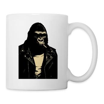 Blouson en cuir Gorilla Rebel - Mug blanc - blanc - Droite