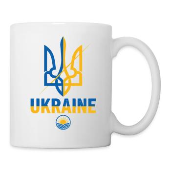 Écusson du trident en bleu et jaune - Mug blanc - blanc - Droite