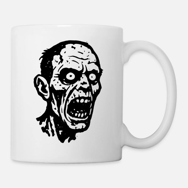 Schreiender Zombie Kopfprint Halloween - Tasse - Weiß