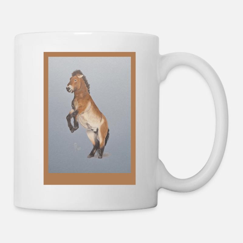 Cheval d’équitation en hauteur - Mug blanc - blanc