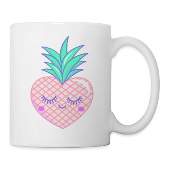 Pink Heart Pineapple Kawaii Pastel Colors - Mug - white - Right