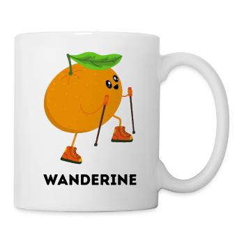 Wanderine – Tangerine in hiking outfit - Mug - white - Right