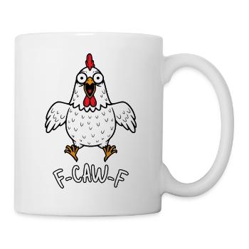 Fcawf Chicken Crazy Hen Rooster Meme Rooster F-CAW-F - Mug - white - Right