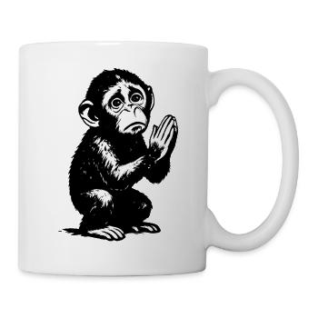 Singe Pèlerin Illustration Noir et Blanc - Mug blanc - blanc - Droite